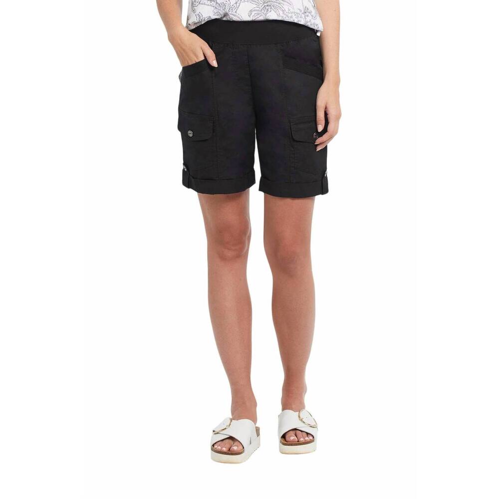 NEW TRIBAL willa pull on cuffed shorts in black